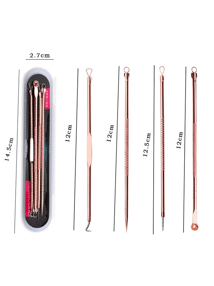 4-Piece Comedone Extractor Kit – Stainless Steel Blemish Tools