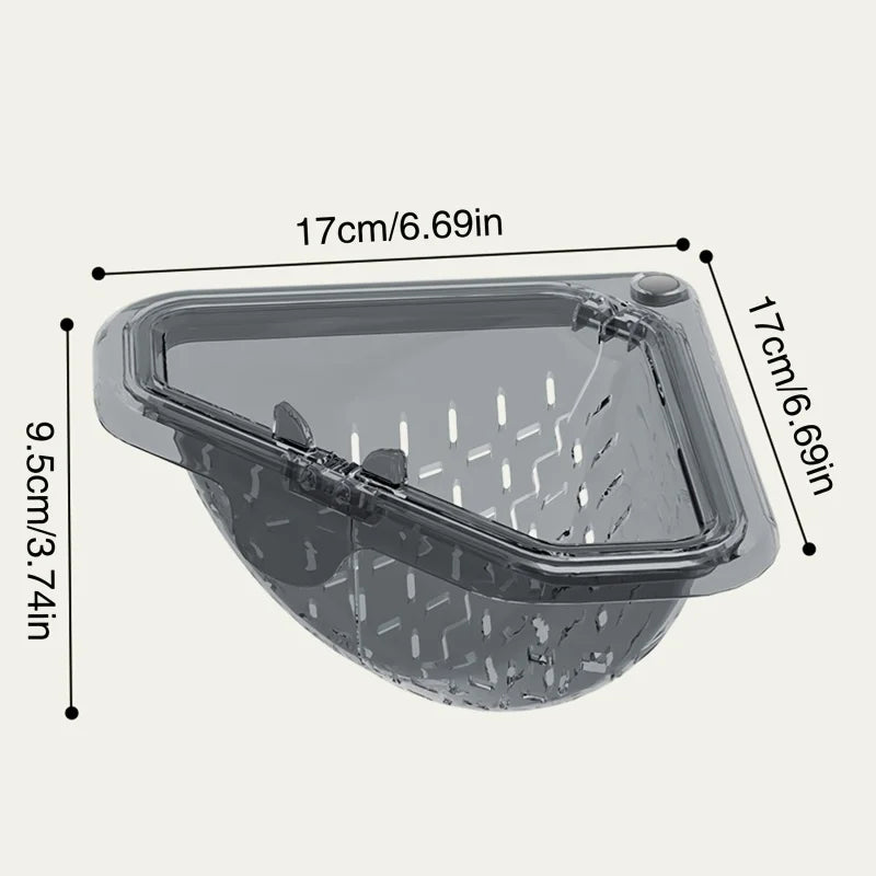 Sink Food Scrap Collector One-Button Magnetic Food Strainer Triangular Foldable Drain Rack Kitchen Sink Strainer Basket Oasis Select