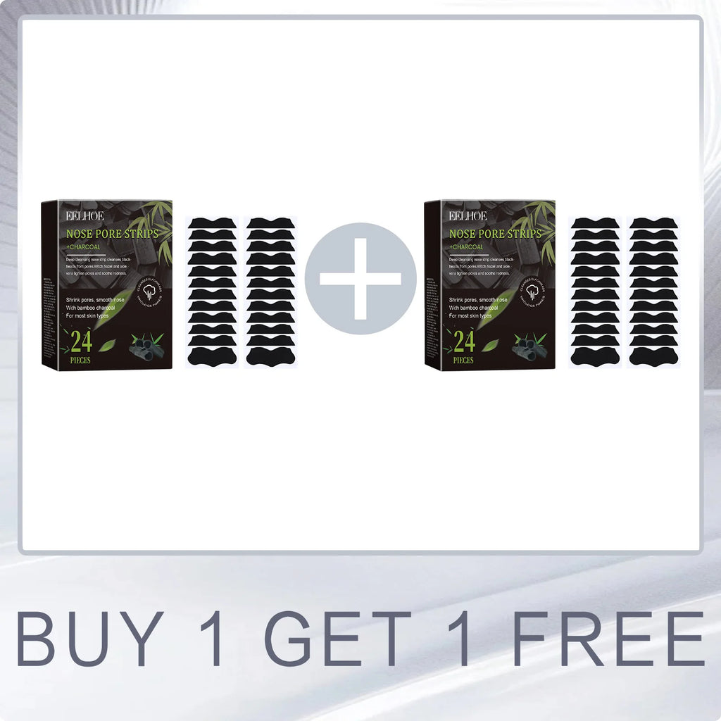 EELHOE Charcoal Bamboo Blackhead Nose Strips 24 Pack Blackhead Nose Strips Oasis Select Buy 1 for 1 Free