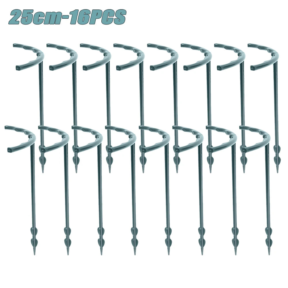 1-28PC Greenhouse Plant Support Stakes Semi Circle Hoops for Indoor Outdoor Flowers Vine Trellis and Garden Bed Plant Protection Oasis Select 25cm-16pcs As Shown