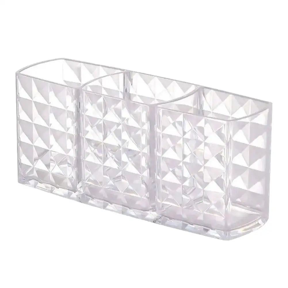 3 Slots Makeup Brush Holder Makeup Organizer Cosmetic Storage Box Lipstick Eyebrow Pencil Display Stand Acrylic Transparent Box Oasis Select 1pc