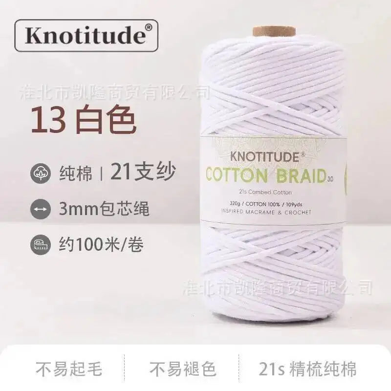 Macrame Braid Cotton Cord 109Yards Pure Rope Bracelet Knots DIY Craft