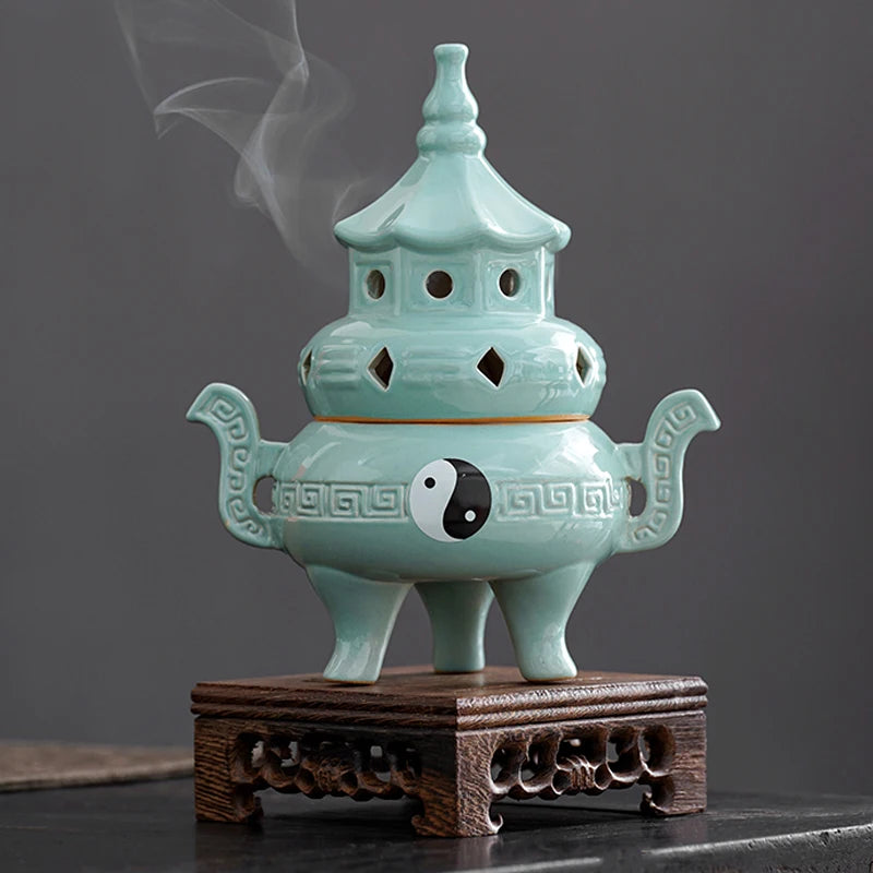 Tall Tai Chi Eight Trigu Stove Living Room Decoration Creative Home Indoor Plate Incense Burner Ceramic Incense Burner Oasis Select F