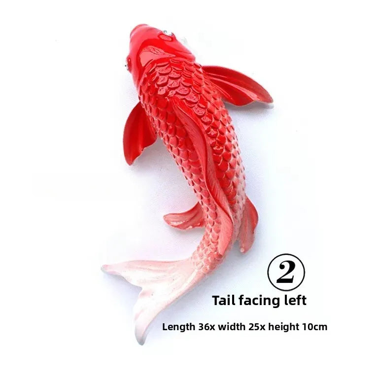 Lucky Koi Fish 3D Wall Decor, Resin Stereoscopic Carp Wall Hanging, Creative Wealth Feng Shui Home Art Wall Sticker Ornament Oasis Select D Left