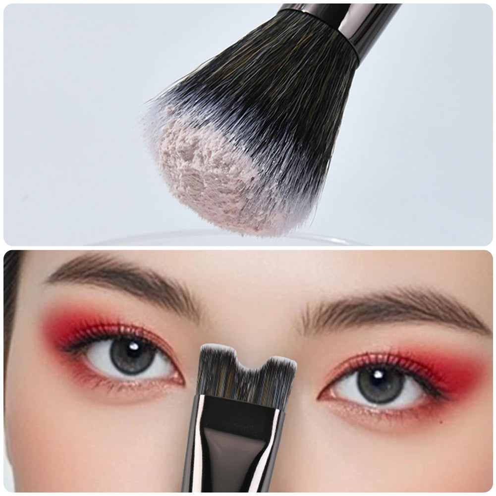 Double Ended Makeup Brush 2-in-1 Foundation Concealer Blush Brush Face Contour Cosmetic Brush for Liquid Cream Powder Makeup Oasis Select