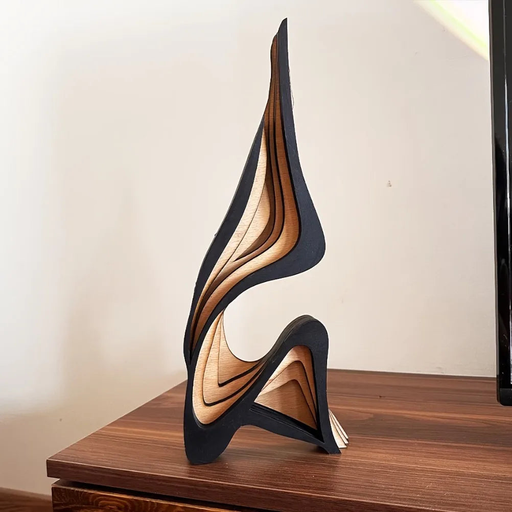 Artistic Abstract Wooden Streamlined Statue Minimalist Bookshelf Home Room Decoration Desktop Ornaments Home Gifts Oasis Select