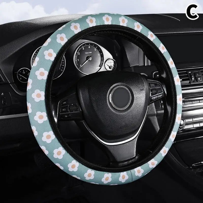 Car Steering Wheel Cover Flowers Print Anti-Slip Universal Auto Steering Wheel Protector Interior Accessories Wheel Cover Oasis Select C