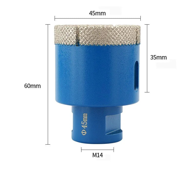 JUSTINLAU Multi Specification M14 Brazed Diamond Drill Bit Marble Ceramic Tile Glass Granite Threaded Hole Clamp Drilling Tool Oasis Select 45mm