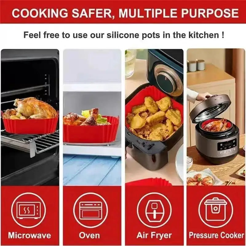 22cm Silicone Air Fryer Liner – Non-Stick Reusable Basket