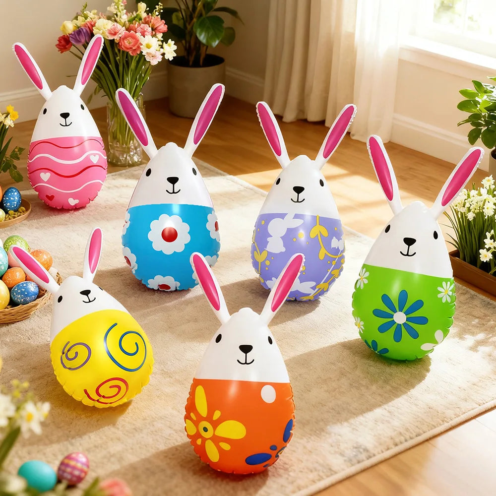 Inflatable Colorful Rabbit Egg Christmas Easter Toys Home Garden Decorations Accessories for Festival Party Outdoor Sport Toy Oasis Select