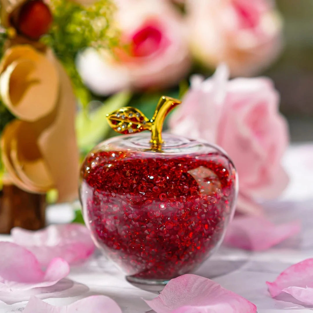 Colorful Crystal Craft Apple Statue Glitter Glass Crystal Home Decor Christmas Eve Ornaments Gift Christmas Eve Ornaments Home Oasis Select