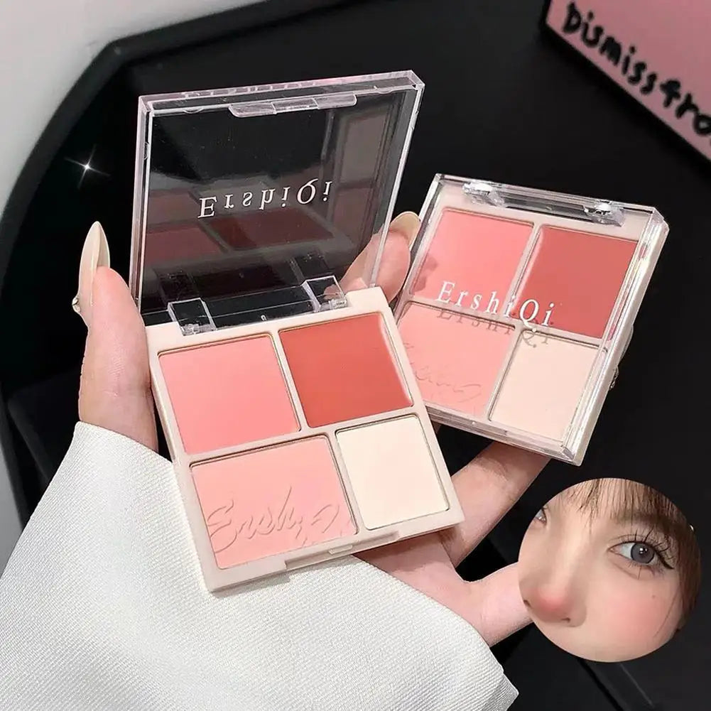 4-Color Matte & Shimmer Blush Palette – Pigmented Long-Lasting Blush Palette Oasis Select