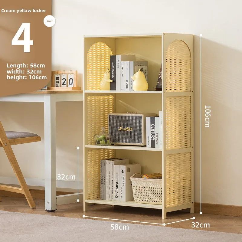 Bookcase integrated against the wall Student household bookshelf Floor-to-ceiling shelf Living room storage Multi-layer locker Oasis Select Milk white 4-58