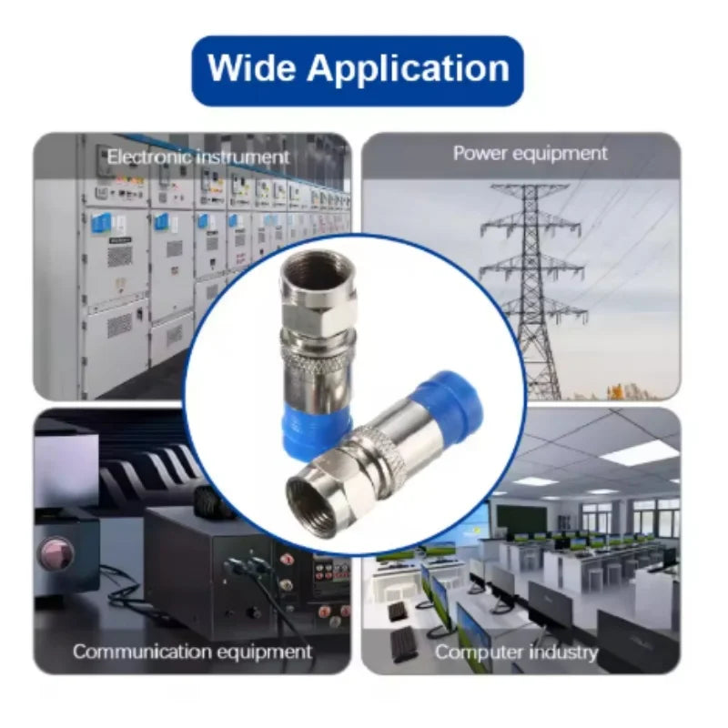 10/20pcs RG6 Compression Connectors RG6 F Type Connector Coax Coaxial Compression Fitting Waterproof Connection Blue Oasis Select