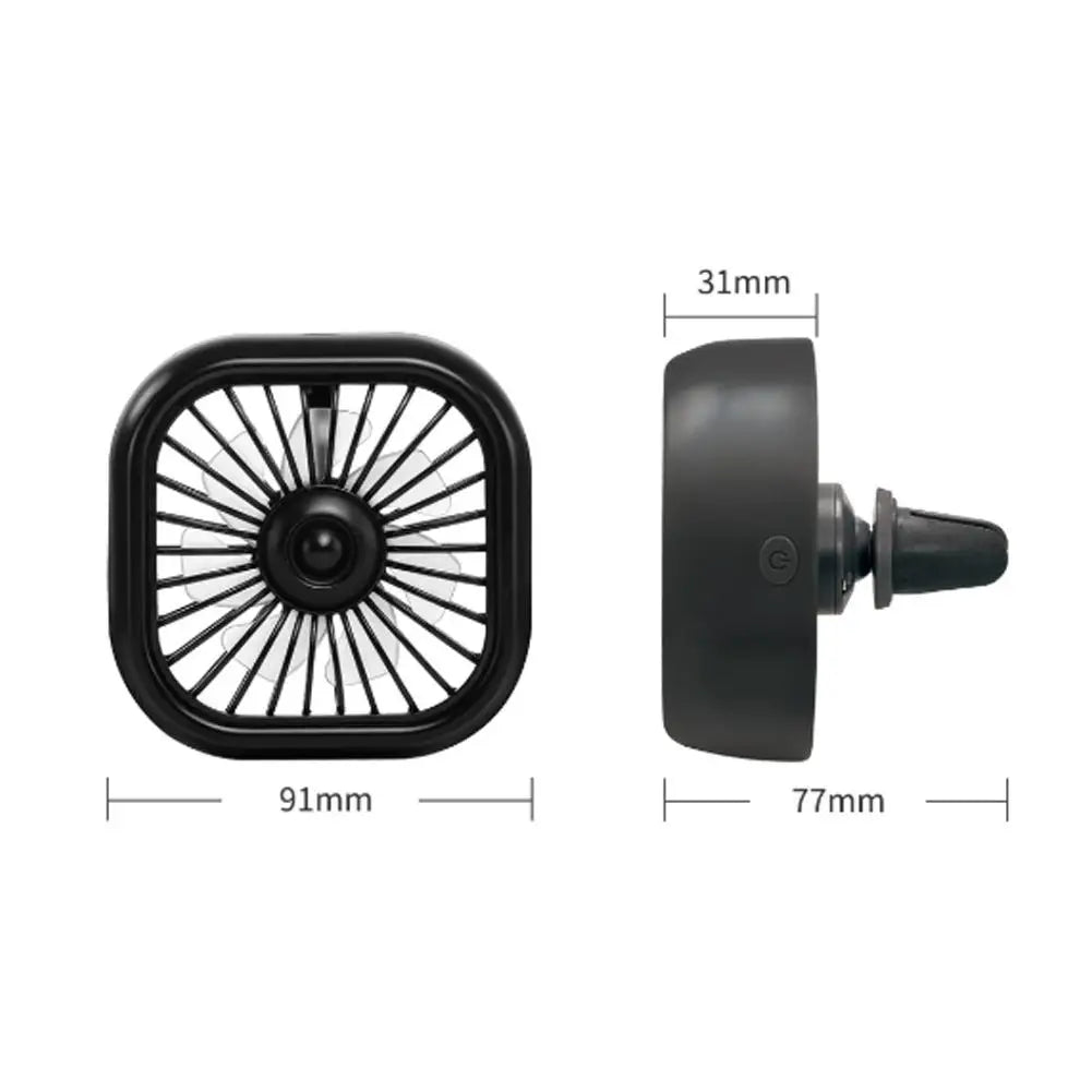 Mini USB Car Vent Fan – 3-Speed Quiet Cooler with LED Light