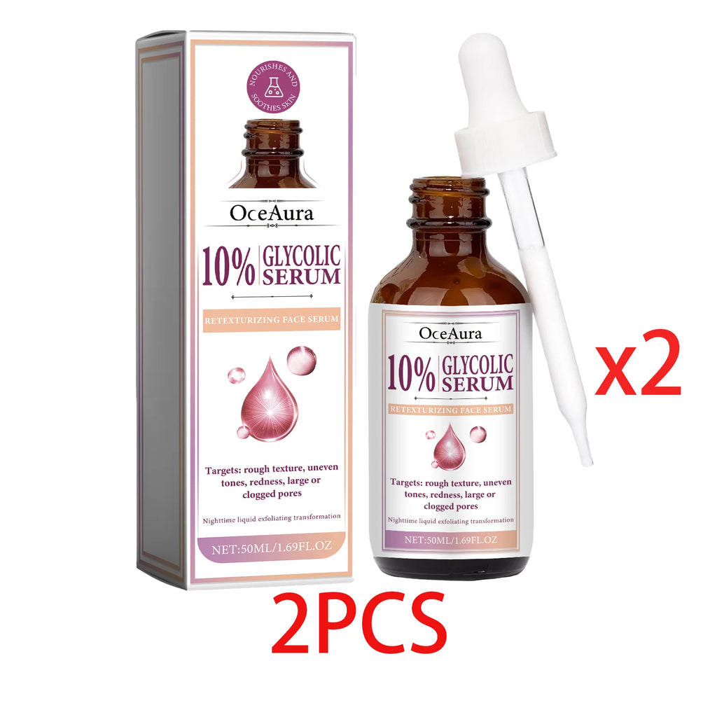 Face Serum Glycolic Acid 10% Toning Solution Fade Fine Lines Firming Improve Facial Dryness Redness Glycolic Acid Repair Essence Oasis Select 2 PCS