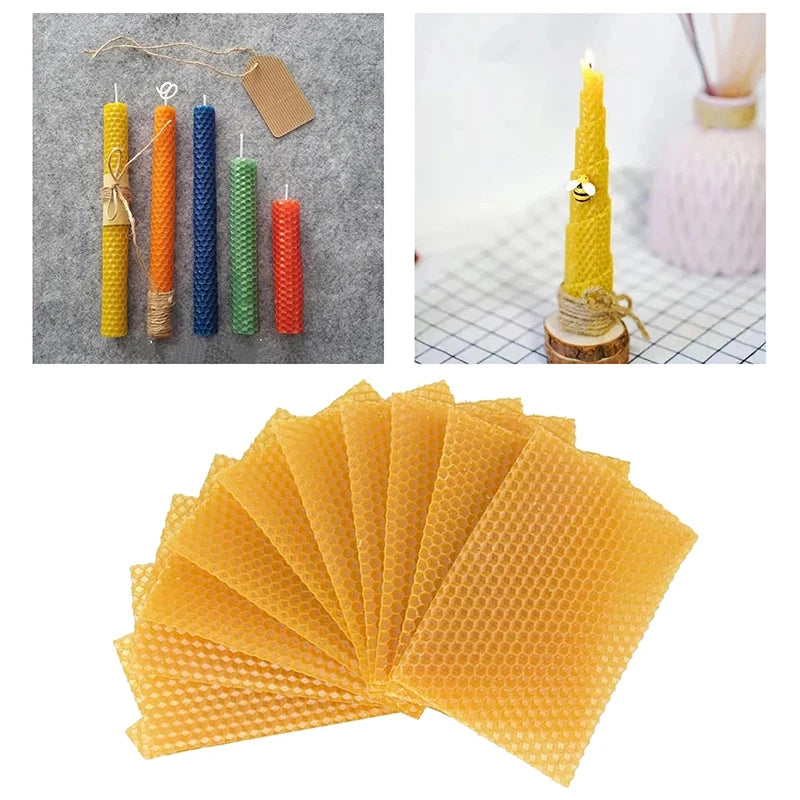 10Pcs Excellent DIY Accessories Yellow Honeycomb Foundation Bee Hive Wax Frames Beekeeping Equipment Sheet Oasis Select