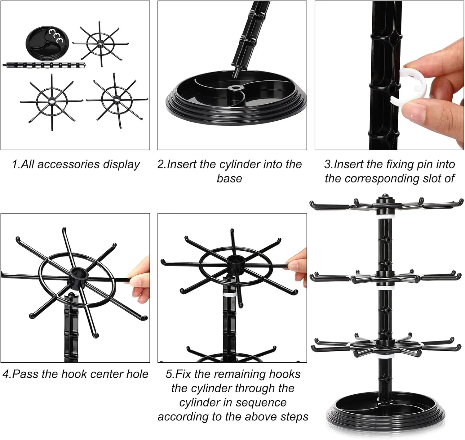 1pc 2/3 Floor Rotatable Jewelry Storage Rack Necklace Display Rack Rotating Keychain Bracelet Storage Rack Perfect Holiday Gift Oasis Select
