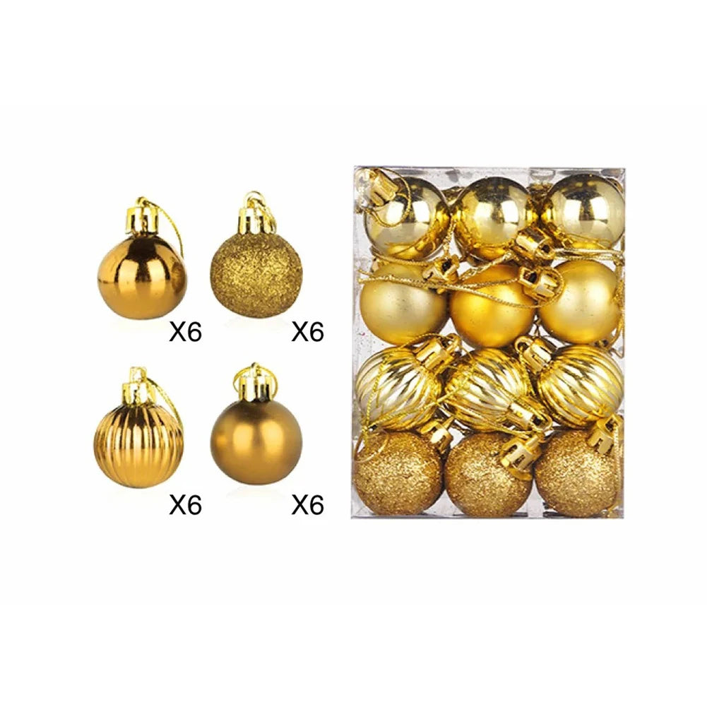 Decoration Christmas Baubles 24pcs set 30mm Christmas Tree Decoration Hanging Balls Ornament Party Home Decor Set