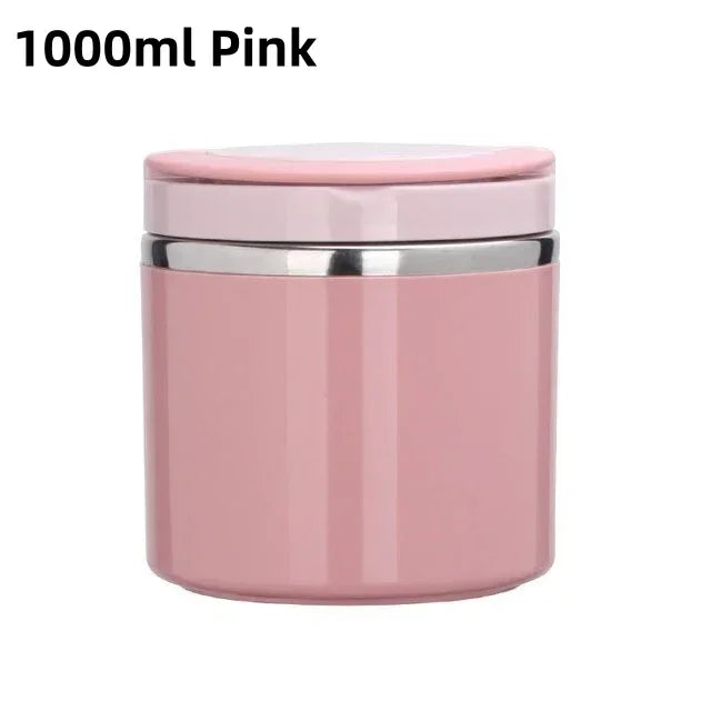 630/1000ml Insulated Food Jar, Stainless Steel Thermos Lunch Box, Heat Keeping Soup Container for School, Office Oasis Select Pink-1000ml