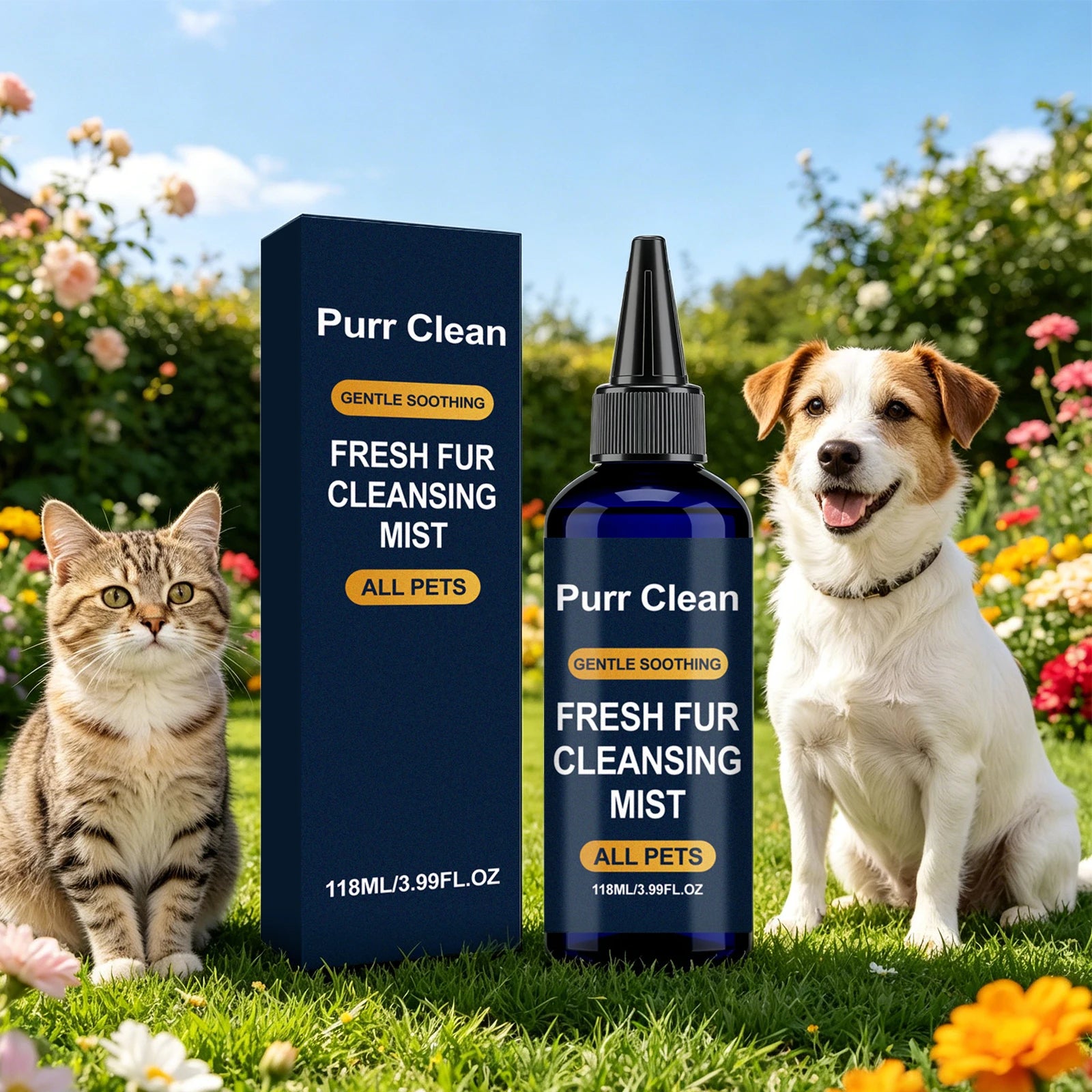 Pet Hair Cleaning Spray for Dogs Cats Comforting Soothing Hair Conditioner Improve Frizz Purr Clean Fresh Fur Cleansing Mist Oasis Select