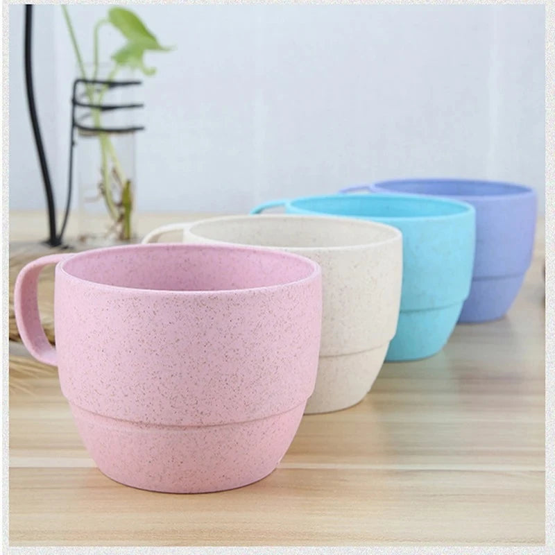 4-Piece Wheat Straw Drinking Cup Set – Eco Portable Picnic Reusable Cup Set Oasis Select