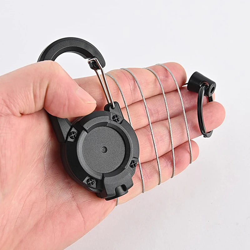Anti-theft Metal Easy-to-pull Buckle Rope Elastic Keychain Retractable Key Ring Anti Lost Ski Pass ID Card Oasis Select