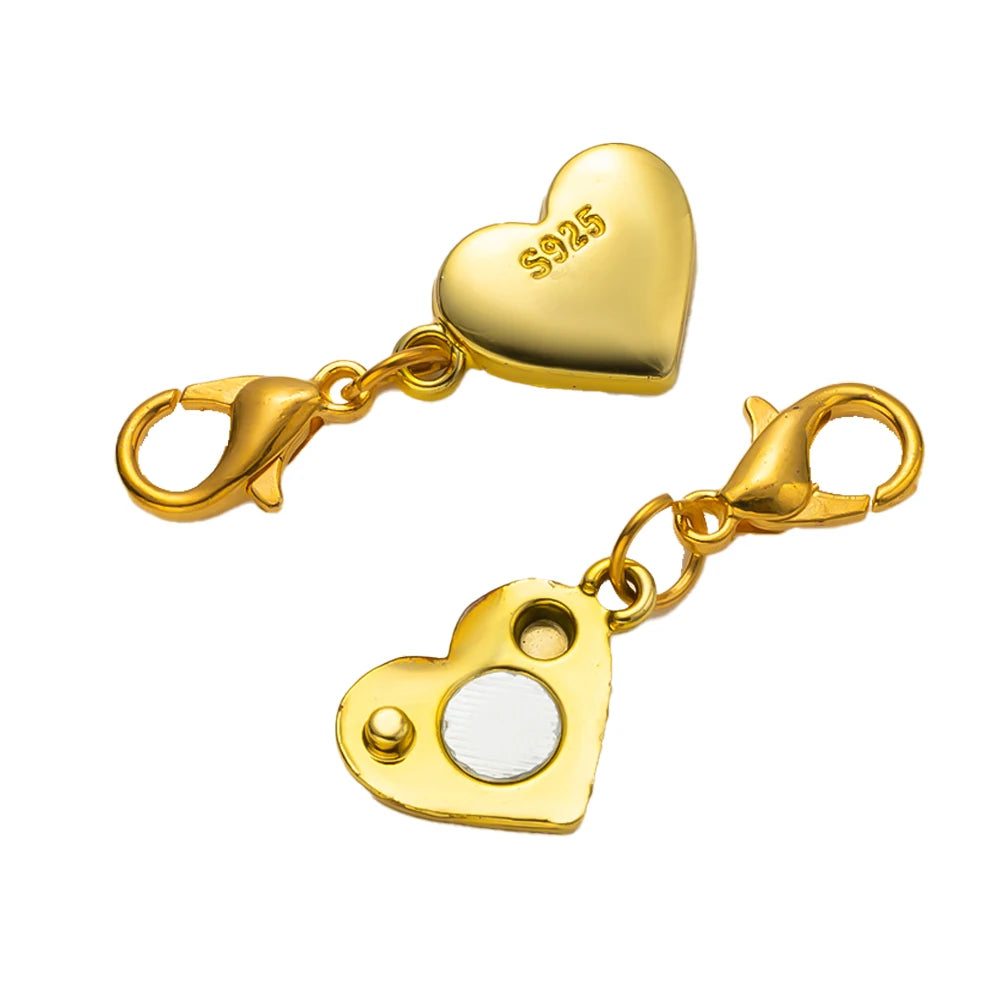 5pcs Heart Shape Locking Magnetic Jewelry Clasp Round Necklace Clasp Closures Bracelet Extender for DIY Jewelry Making Oasis Select