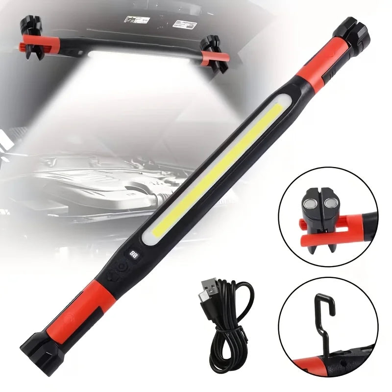 LED Magnetic Work Light – Rechargeable Bar Lamp with Hooks