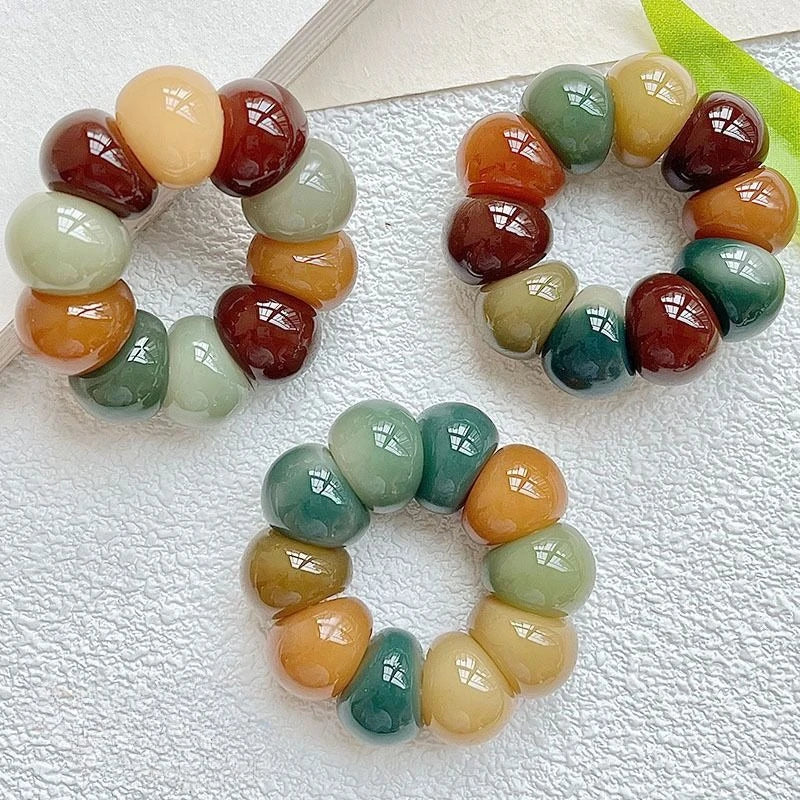 Zen Mala Prayer Bead Finger Ring Color Polished Curved Bead Buddhist Meditation Band, Spiritual Stress Relief Worry Bead Jewelry Oasis Select