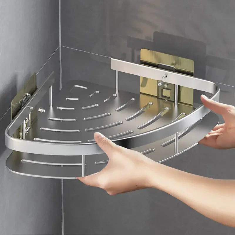 Bathroom Shelf Kitchen Storage Organizer Aluminum Alloy Shampoo Rack Shower Shelf Bathroom Accessories No Drill Shelf Oasis Select