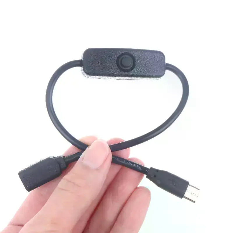 USB-C Extension Cable 4A with On/Off Switch – 30cm Power Cord
