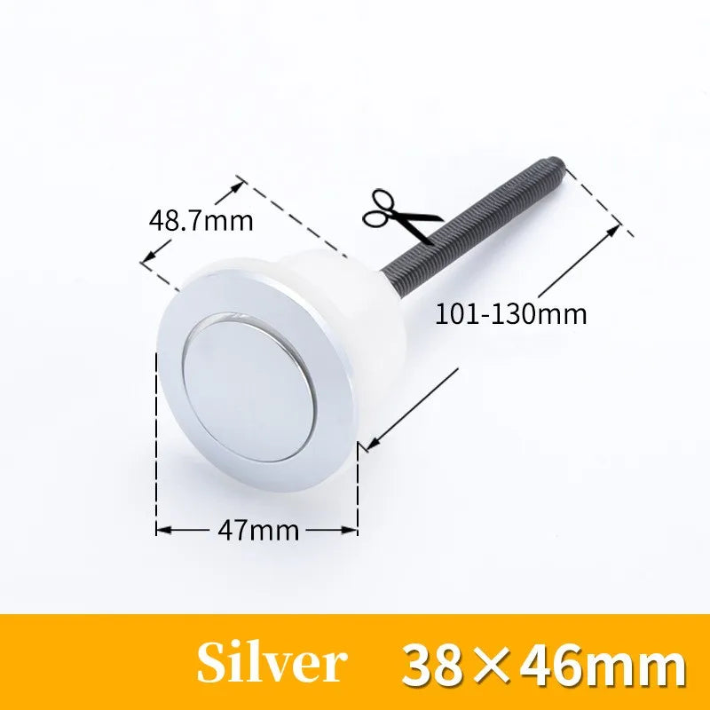 Universal Dual Flush Toilet Water Tank Button Round Shape Toilet Push Dual Flush Buttons Bathroom Push Switch 58/48/38mm Oasis Select Single Button38x46mm