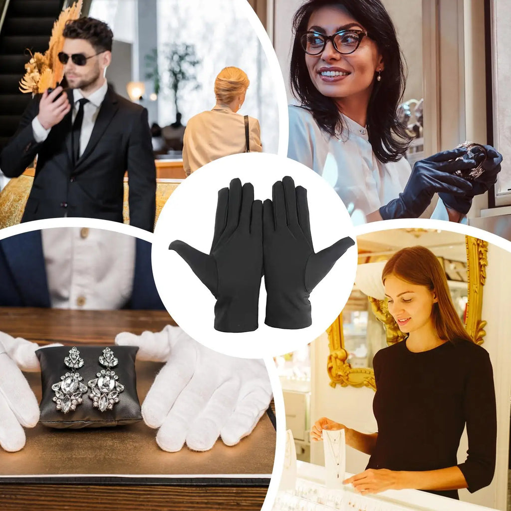 1Pair Practical Jewelry Gloves Wrist Length Gloves Black Gloves Work for protection Coin Inspection Gloves for Fetching Jewels Oasis Select