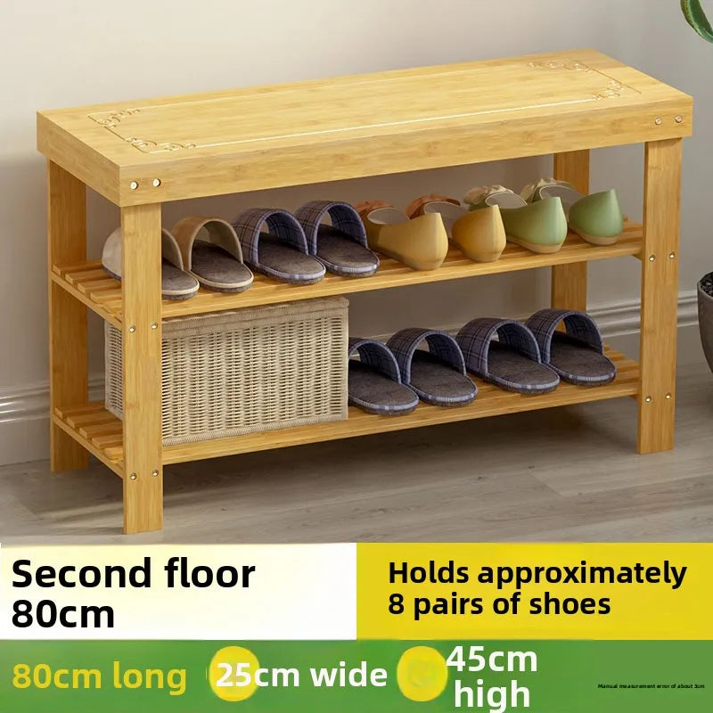 Shoe changing stool household door shoe cabinet seat stool integrated seated small stool wear shoe stool soft bag shoe rack Oasis Select Primary-2 layer-80cm