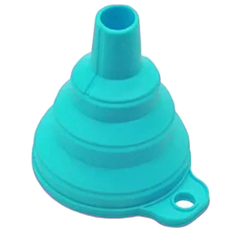 Silicone Collapsible Foldable Funnel Household Kitchen Cooking Tools Portable Wine Mini Portable Oil Pot Funnel Oasis Select cyan1pc