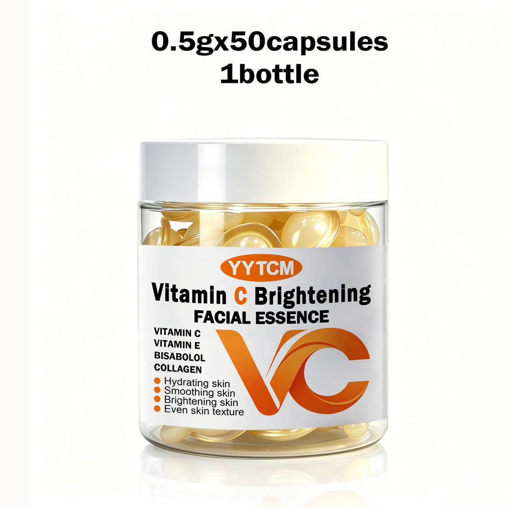 Vitamin C Facial Serum, Moisturizing and Brightening, Firming the Skin, Contains Vitamin E, Retinol, Hyaluronic Acid Facial Skin Care Serum, 18 Capsules/30 Capsules/40 Capsules/50 Capsules/60 Capsules/80 Capsules/100 Capsules Oasis Select 1 Bottle 50 Capsules
