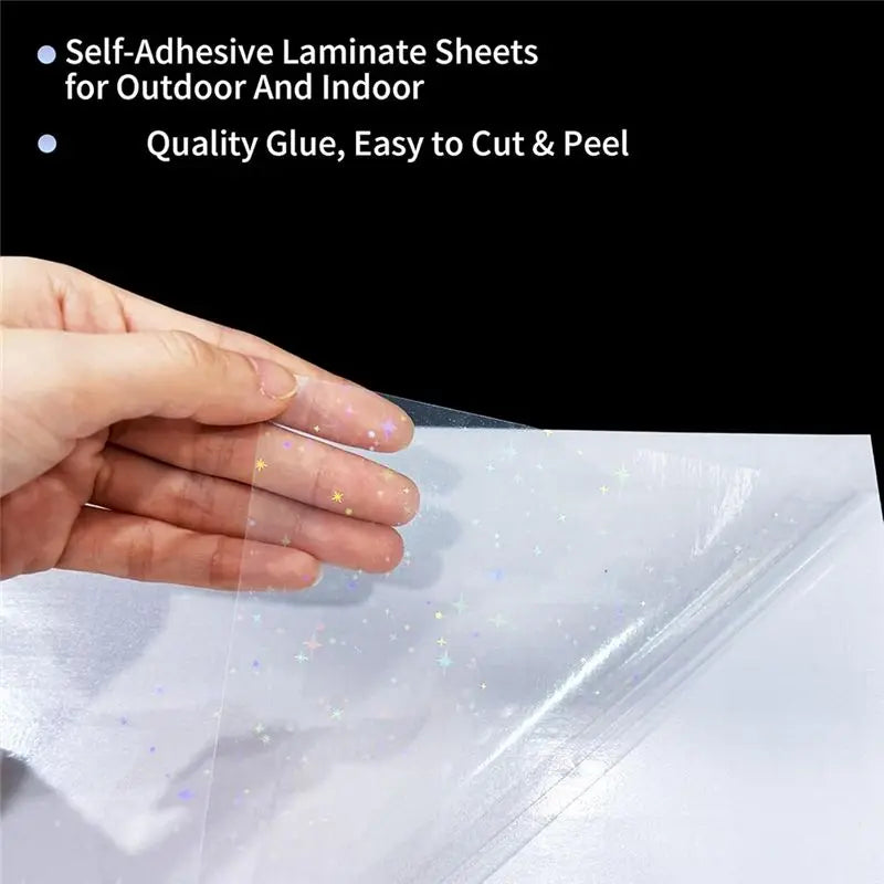 LIKE WISH 36 Sheets Holographic Sticker Paper,Holographic Laminate Sheets,Clear Vinyl Sticker Sheets,11.7 X 8.3 Inches(Star) Oasis Select