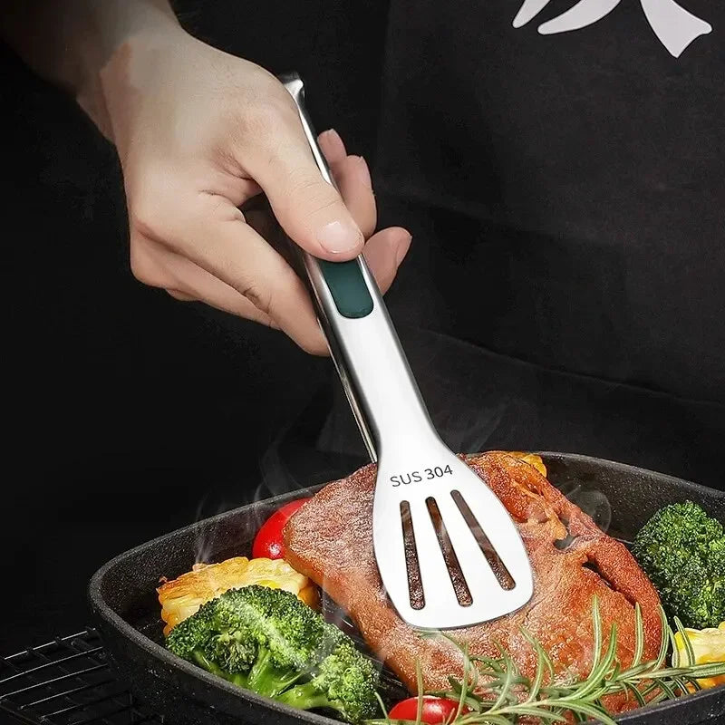 1pc Non Slip Stainless Steel Food Tongs Meat Salad Bread Clip Barbecue Grill Buffet Clamp Cooking Tools Kitchen Accessories Oasis Select