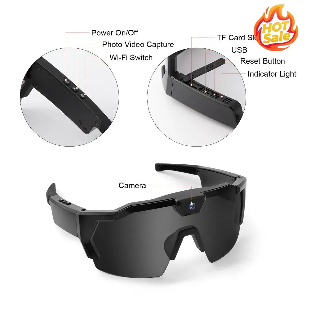 Cycling Action Sunglasses HD 1080P Video Recording Glasses 64G ROM Sports Wearable Glasses Suitable for Men and Women Oasis Select