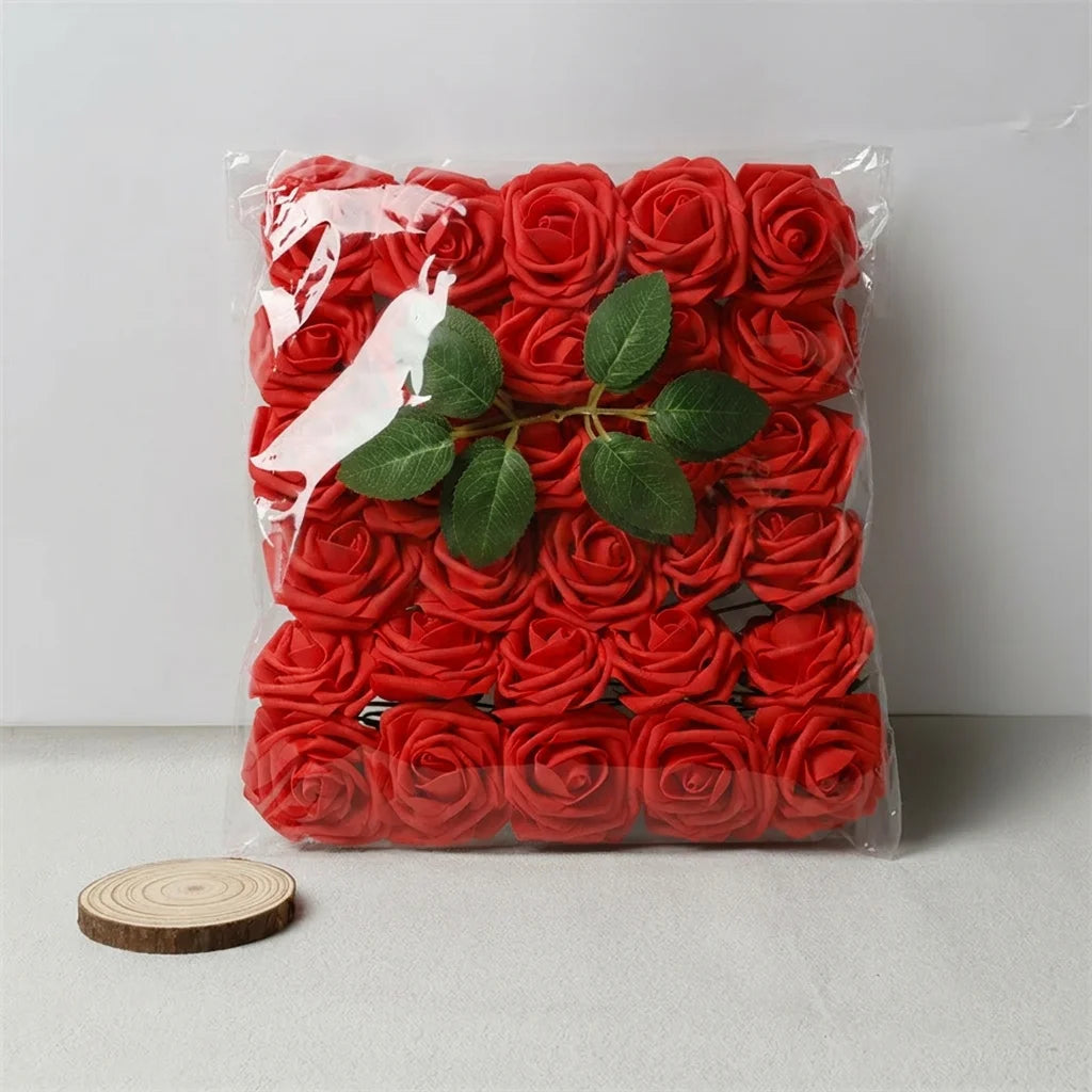 30 Pieces Artificial PE Foam Roses Fake Rose Flowers for DIY Bridal Bouquet Wedding Valentine's Day Party Decoration Oasis Select Red-30pcs