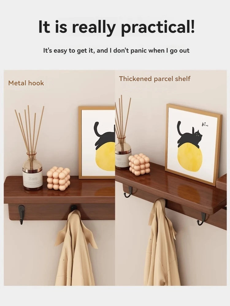 Solid wood clothes hook, multifunctional coat hook on the entrance entrance wall, key hook, wall mounted non perforated row hook Oasis Select