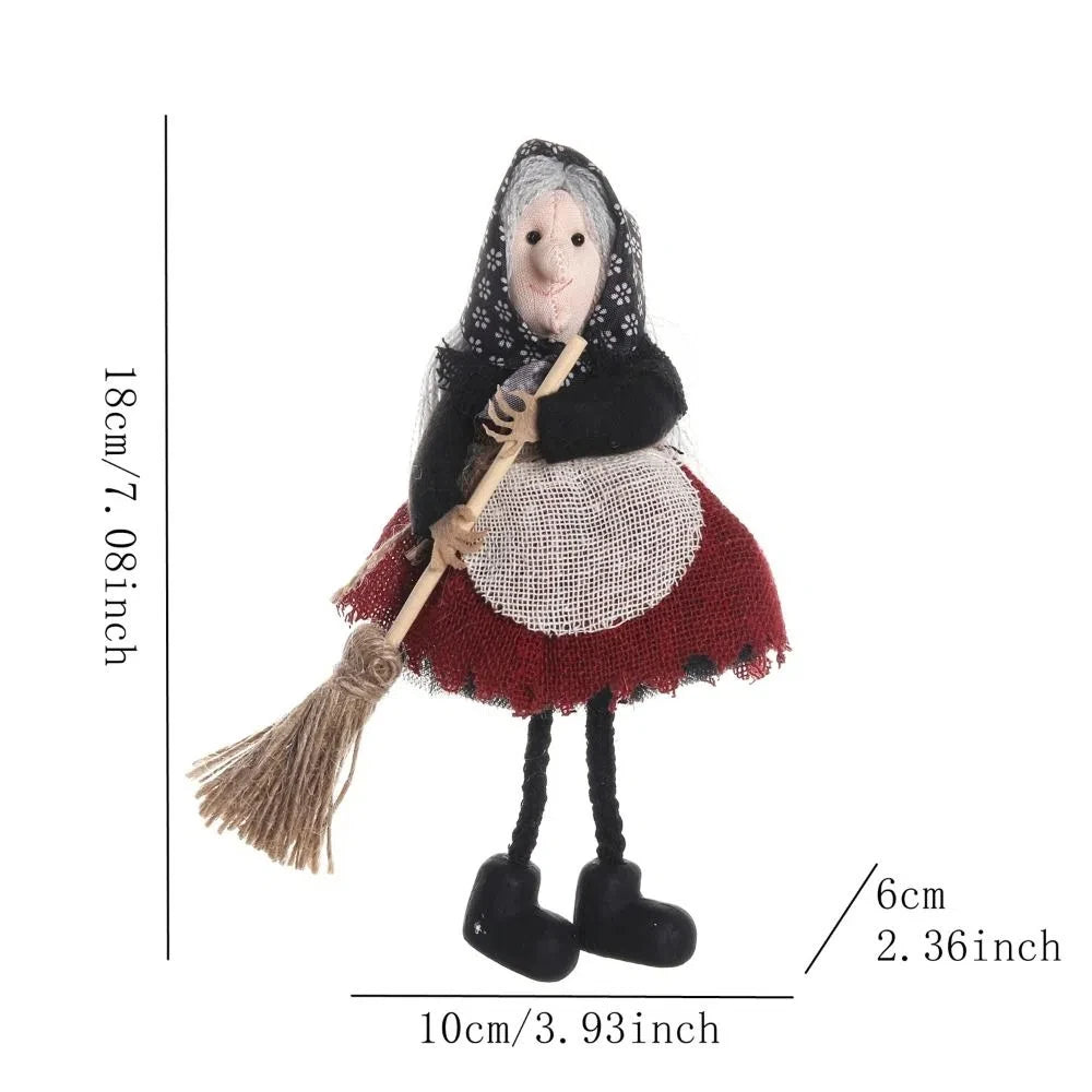 Halloween Witch Apron Ornament | Cute Broom Pendant Decor