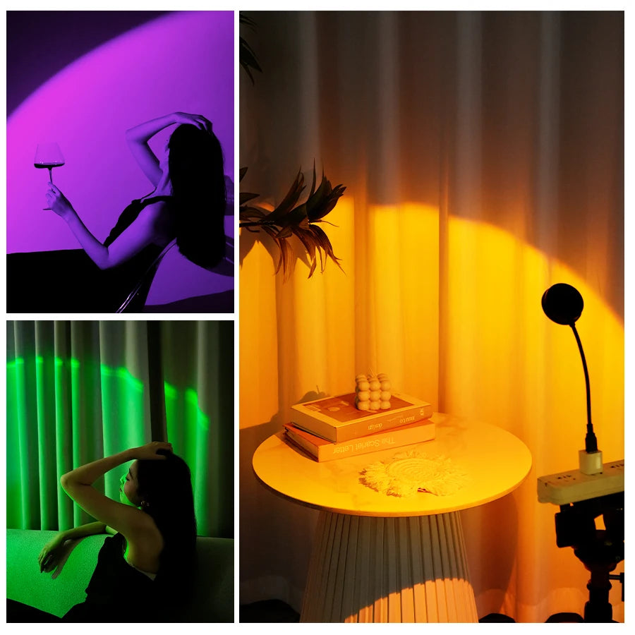 USB Sunset Projector Night Light – Colorful Ambient Room Lamp Ambient Projector Lamp Oasis Select