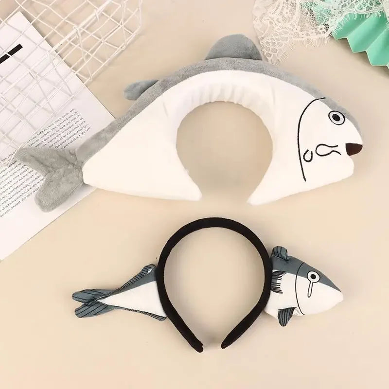 Popular Cute Fish Shape Hairband Wash Face Hair Accessory For Girls Cute Plush Salted Fish Hair Hoop Wash Face Hair Clips Oasis Select