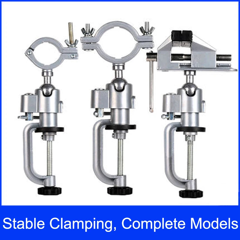 360 Degree Rotating Universal Bench Vise Clamp Holder Adjustable Desk Mount Tool Stand for Rotary Tools and Drilling Operations Oasis Select