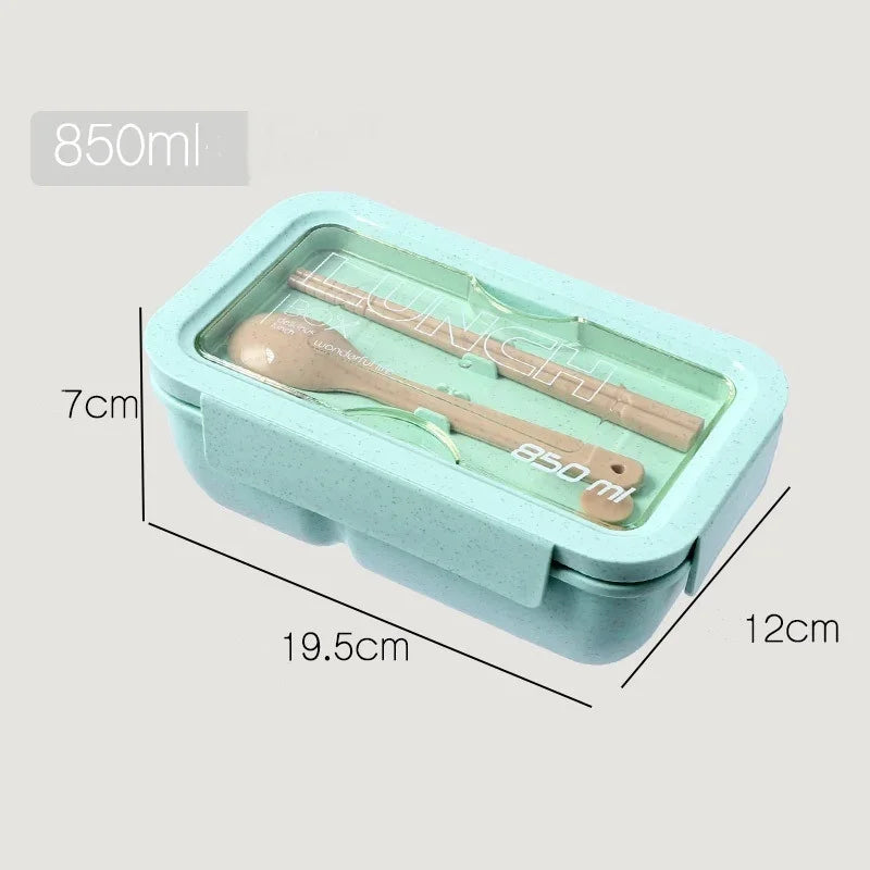850ml Eco-friendly Wheat Straw Lunch Box Microwave Safe Airtight Bento Container With Tableware For Office Worker Meal Prep Oasis Select Green-850ML