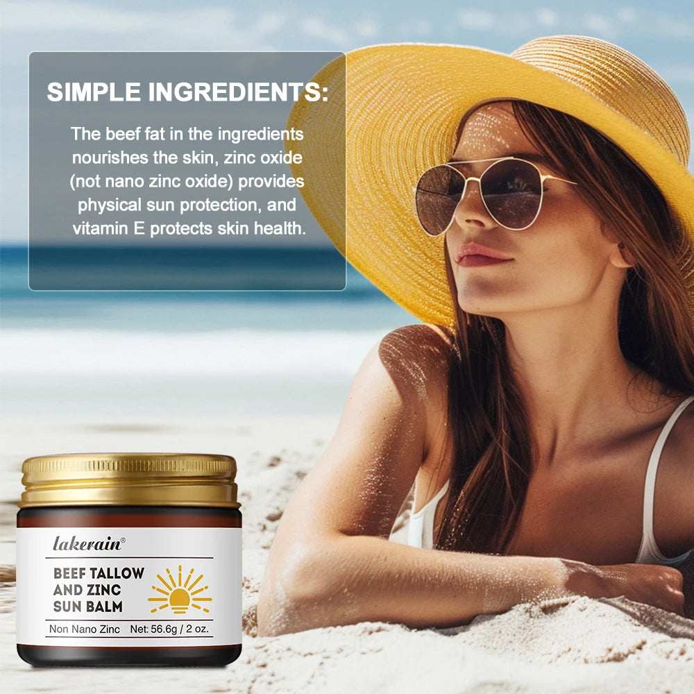 Large Capacity Filling Sunscreen Beef Tallow And Zinc Sun Balm Moisturizing Water Resistant Skin Sun Protection Protects Calms Oasis Select