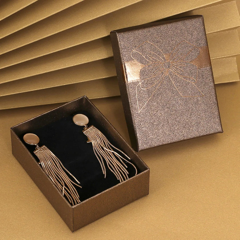 Fashion Bowknot Jewelry Box Multi Colors Ring Earrings Pendant Necklace Gift Jewelry Storage Display Paper Jewelry Packaging Box Oasis Select Brown Other