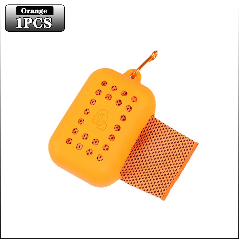 10PCS Portable Mini Silica Gel Set Cold Towel Polyester Fiber Outdoor Cooling Towel Fitness sports gym Run quick Dry Cool Towel Oasis Select Orange-1PC